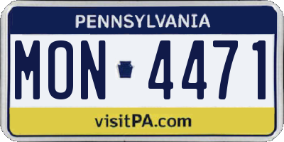 PA license plate MON4471
