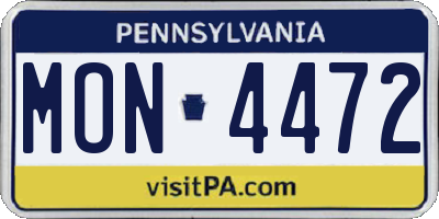 PA license plate MON4472