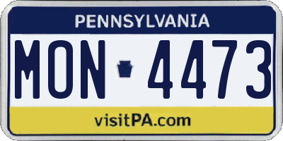 PA license plate MON4473