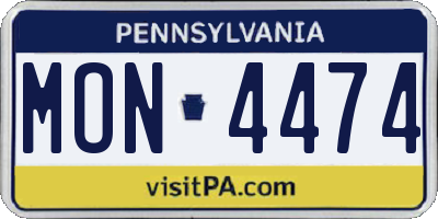 PA license plate MON4474