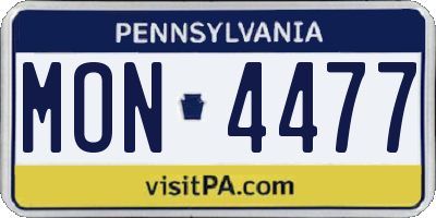 PA license plate MON4477
