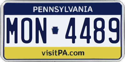 PA license plate MON4489