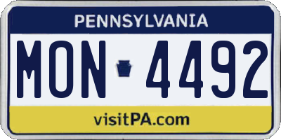 PA license plate MON4492