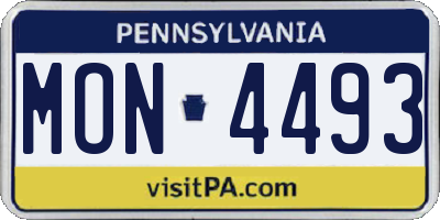 PA license plate MON4493