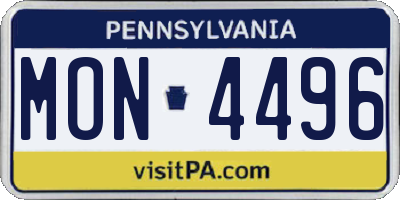 PA license plate MON4496