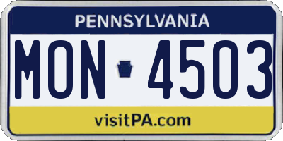 PA license plate MON4503