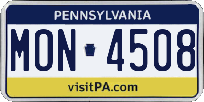 PA license plate MON4508