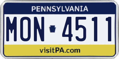 PA license plate MON4511