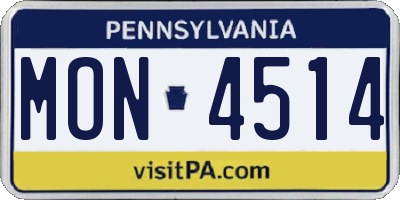 PA license plate MON4514