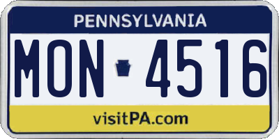 PA license plate MON4516