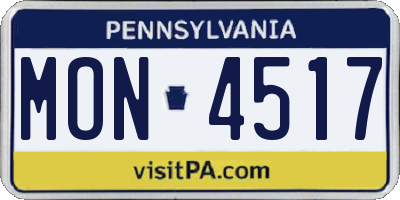 PA license plate MON4517
