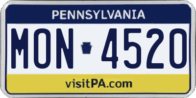 PA license plate MON4520