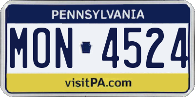 PA license plate MON4524