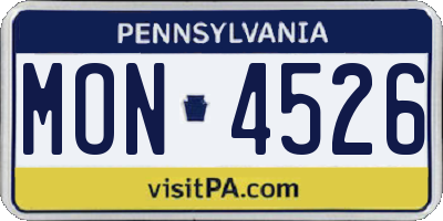 PA license plate MON4526