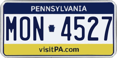 PA license plate MON4527