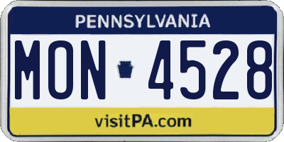 PA license plate MON4528