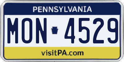 PA license plate MON4529