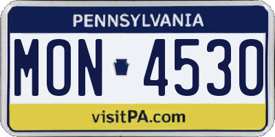 PA license plate MON4530