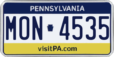 PA license plate MON4535