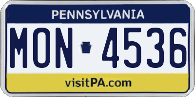 PA license plate MON4536
