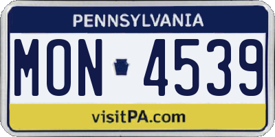 PA license plate MON4539
