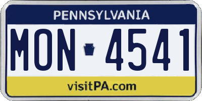 PA license plate MON4541