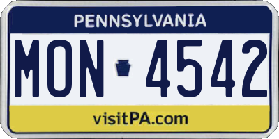PA license plate MON4542