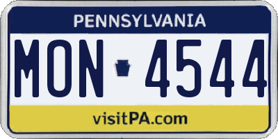 PA license plate MON4544