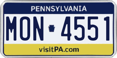 PA license plate MON4551