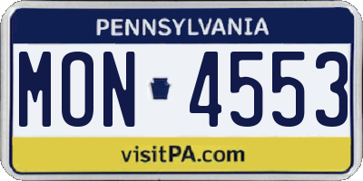 PA license plate MON4553