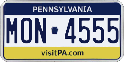 PA license plate MON4555