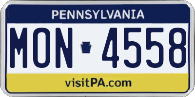 PA license plate MON4558