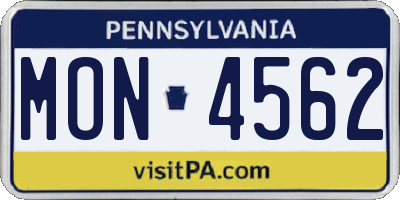 PA license plate MON4562