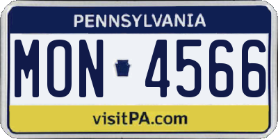 PA license plate MON4566