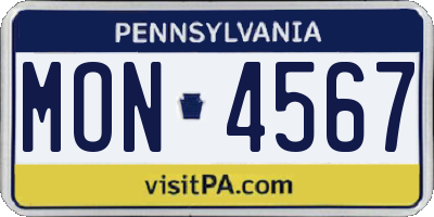 PA license plate MON4567
