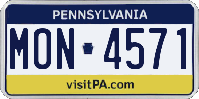 PA license plate MON4571