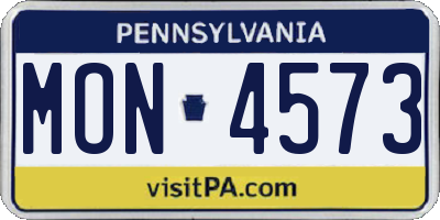 PA license plate MON4573