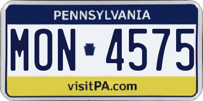 PA license plate MON4575