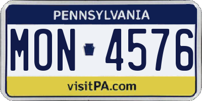 PA license plate MON4576