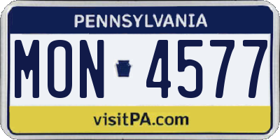 PA license plate MON4577