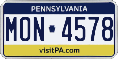 PA license plate MON4578