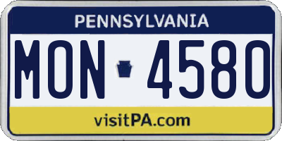 PA license plate MON4580