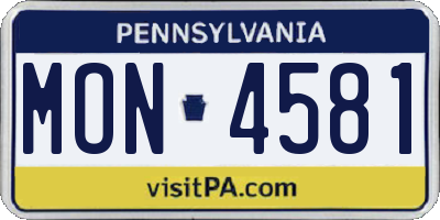 PA license plate MON4581