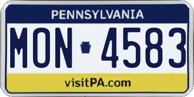 PA license plate MON4583