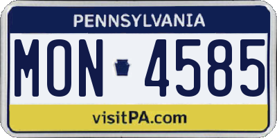 PA license plate MON4585