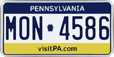 PA license plate MON4586
