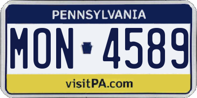 PA license plate MON4589