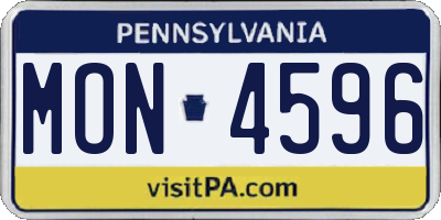 PA license plate MON4596