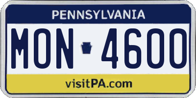 PA license plate MON4600