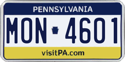 PA license plate MON4601